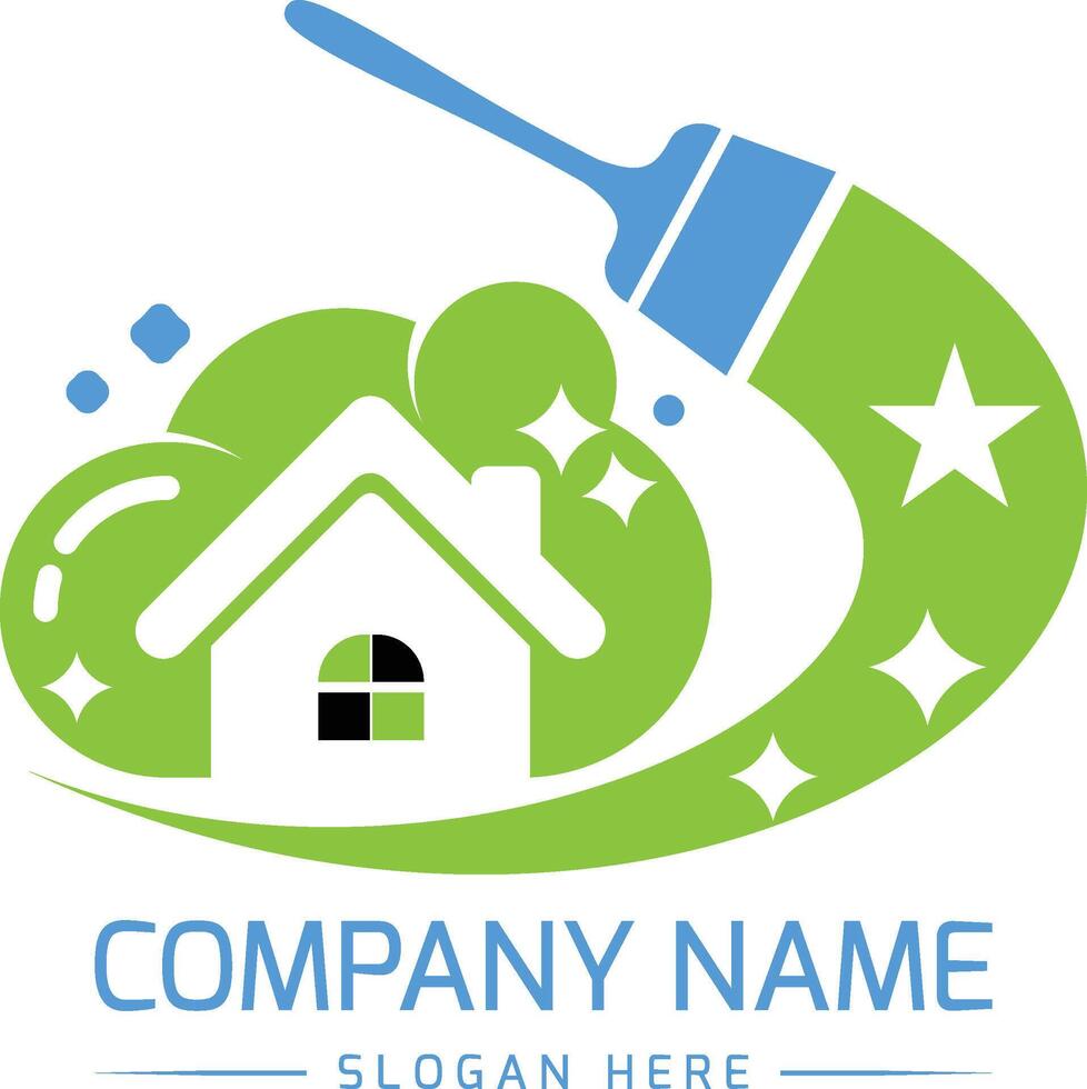 Real estate logo design, home logo template, house cleaning vector