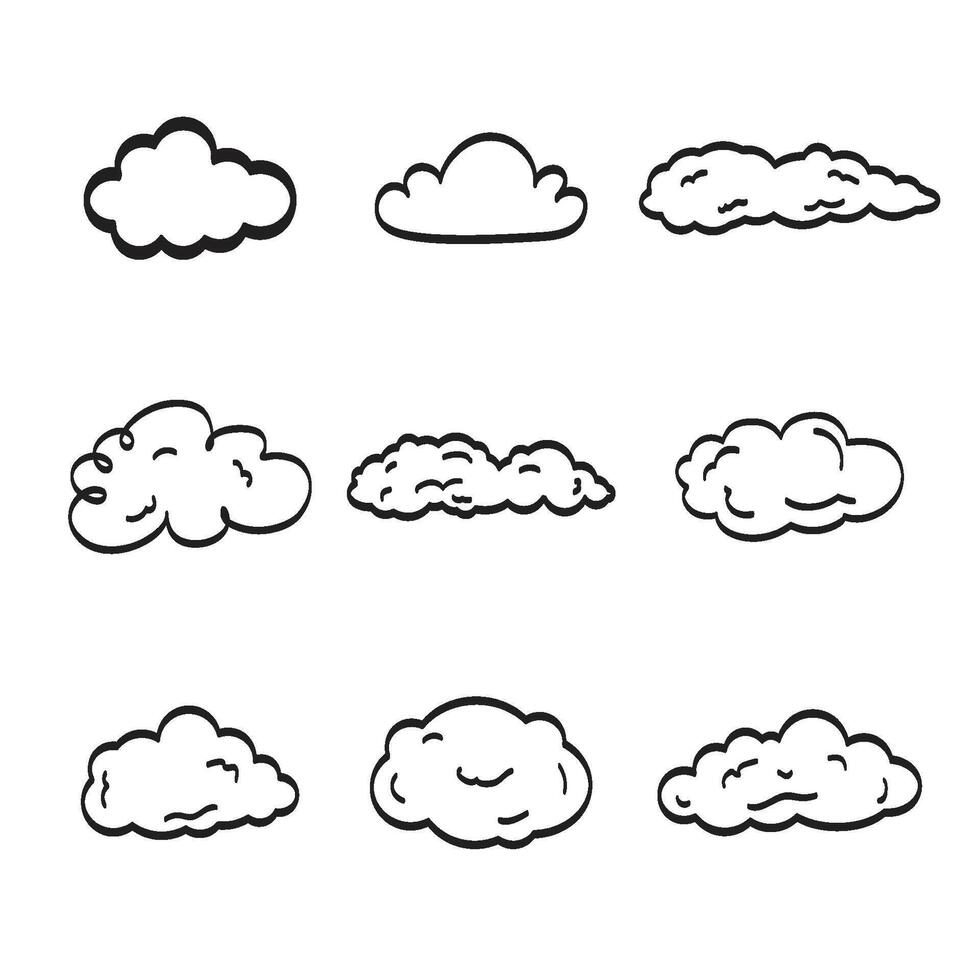 Set of cloud illustration hand drawn vector