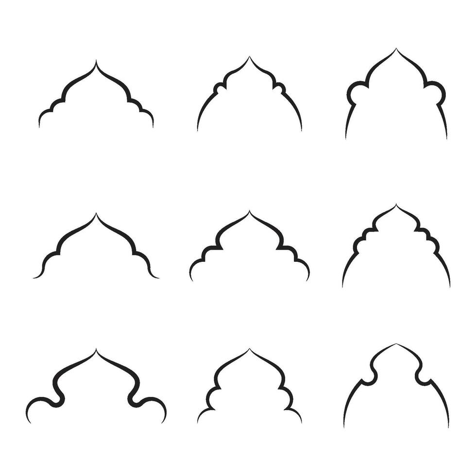 Silhoettes of arabic shapes for window or door arch vector