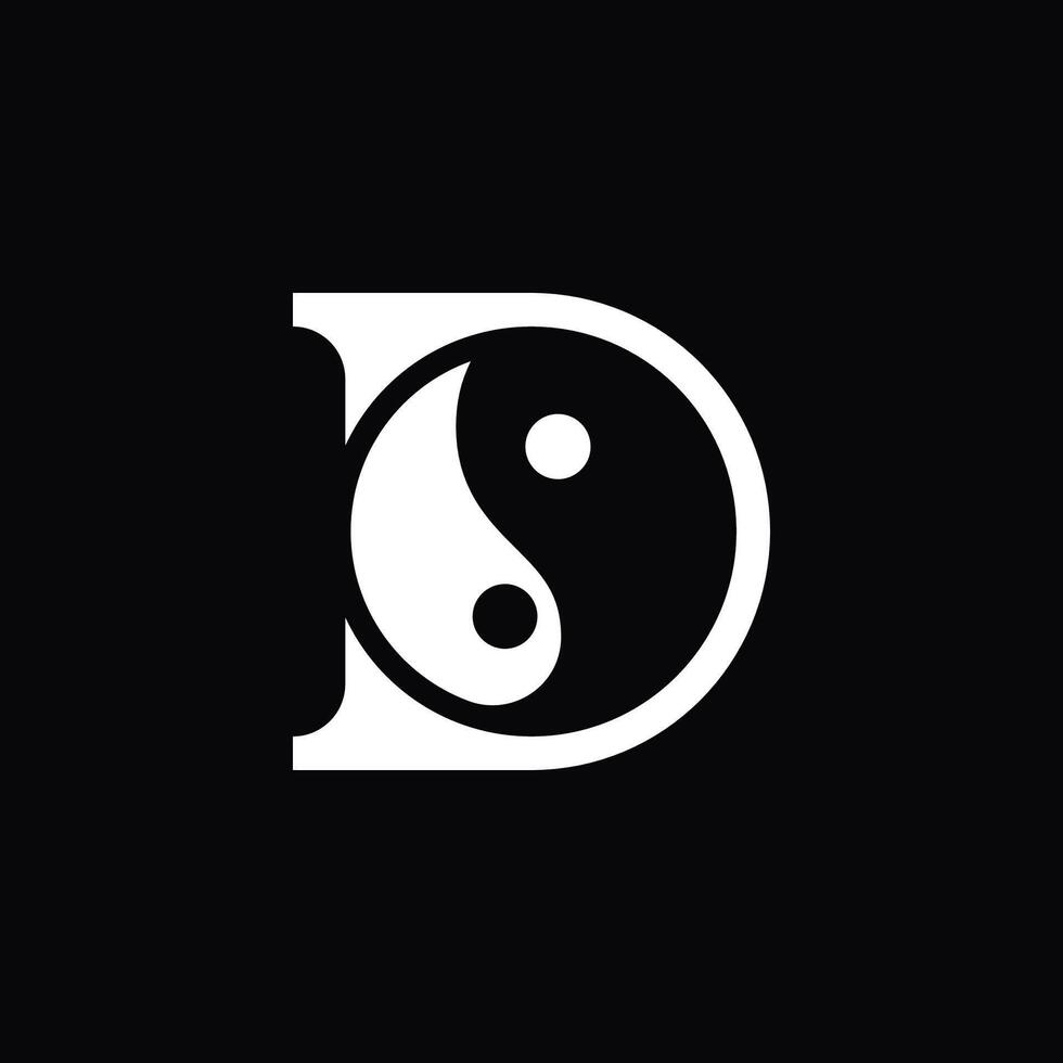 abstract art or logo of letter D yin yang vector