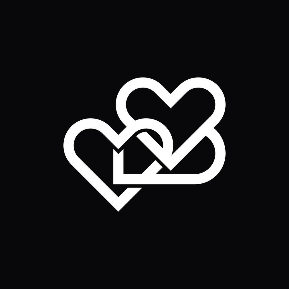 abstract art or logo of letter B with two heart or love shape vector