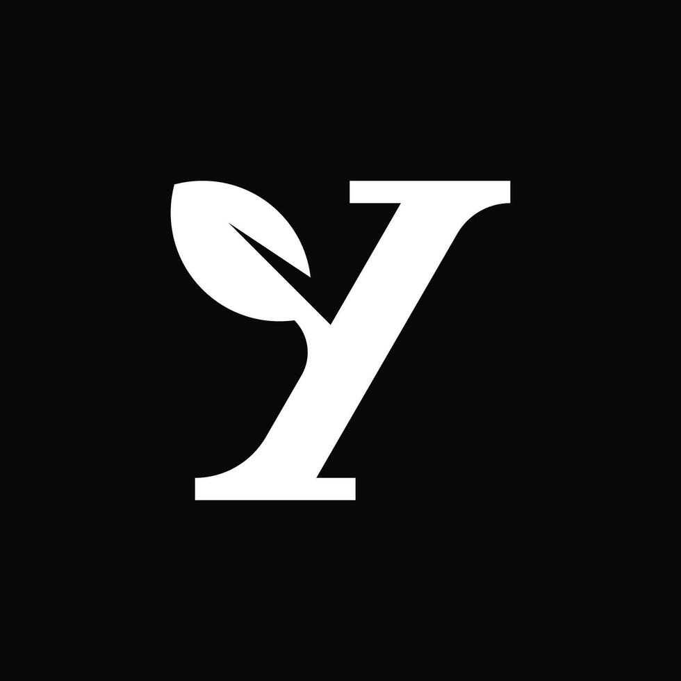 simple and elegant abstract logo of letter Y with leaves ornament vector