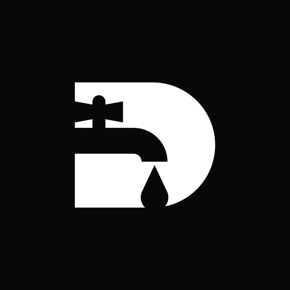 simple and modern logo of letter D with faucet vector