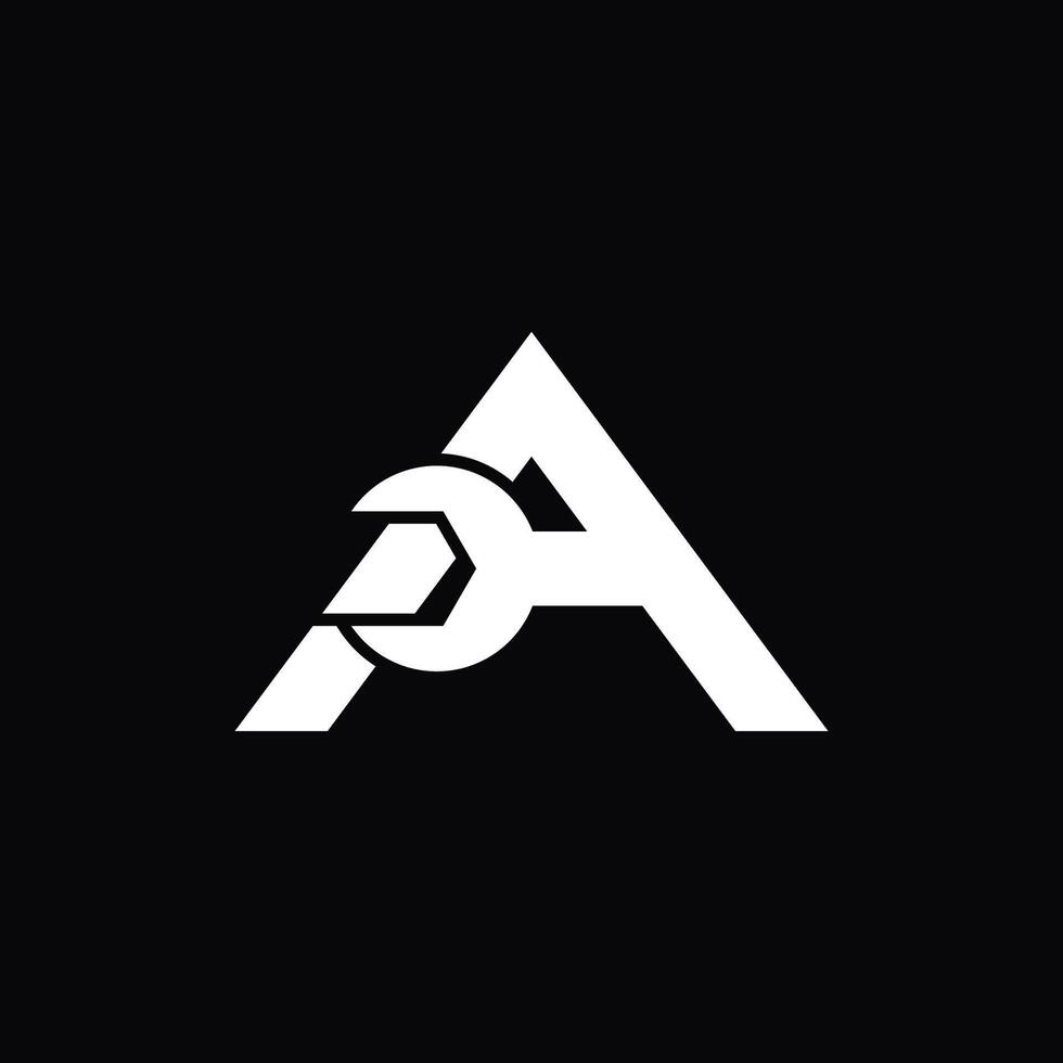 simple and modern logo of letter A with wrench vector