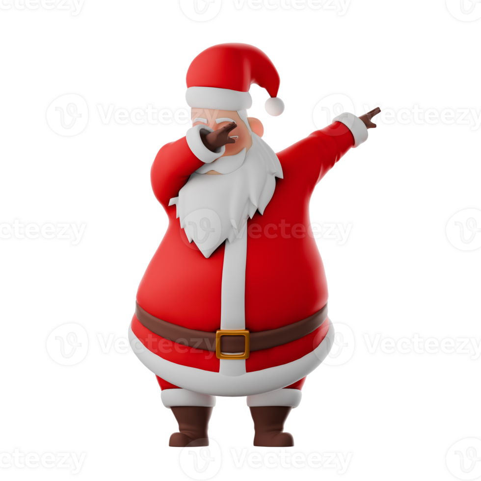 Santa Claus Festive Cartoon Model. A Santa Claus man stands while posing Dub. Christmas 3D Character png