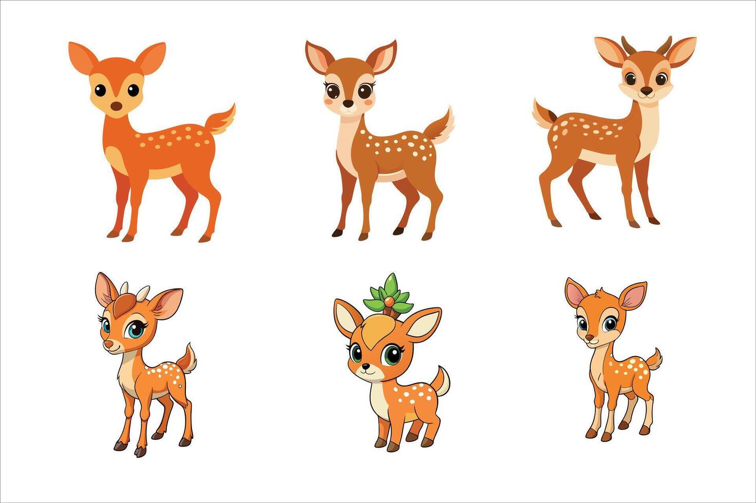 Adorable Little Deer Illustrations Collection vector