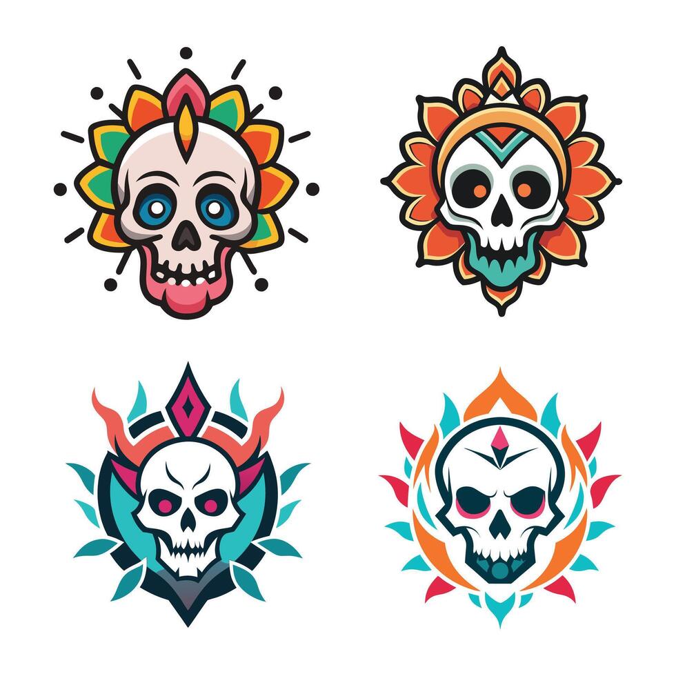 artistic skull motif a colorful illustration vector