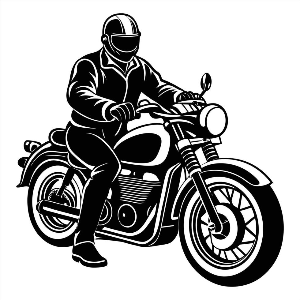 Rider in Motion Motorcycle Silhouette Art vector