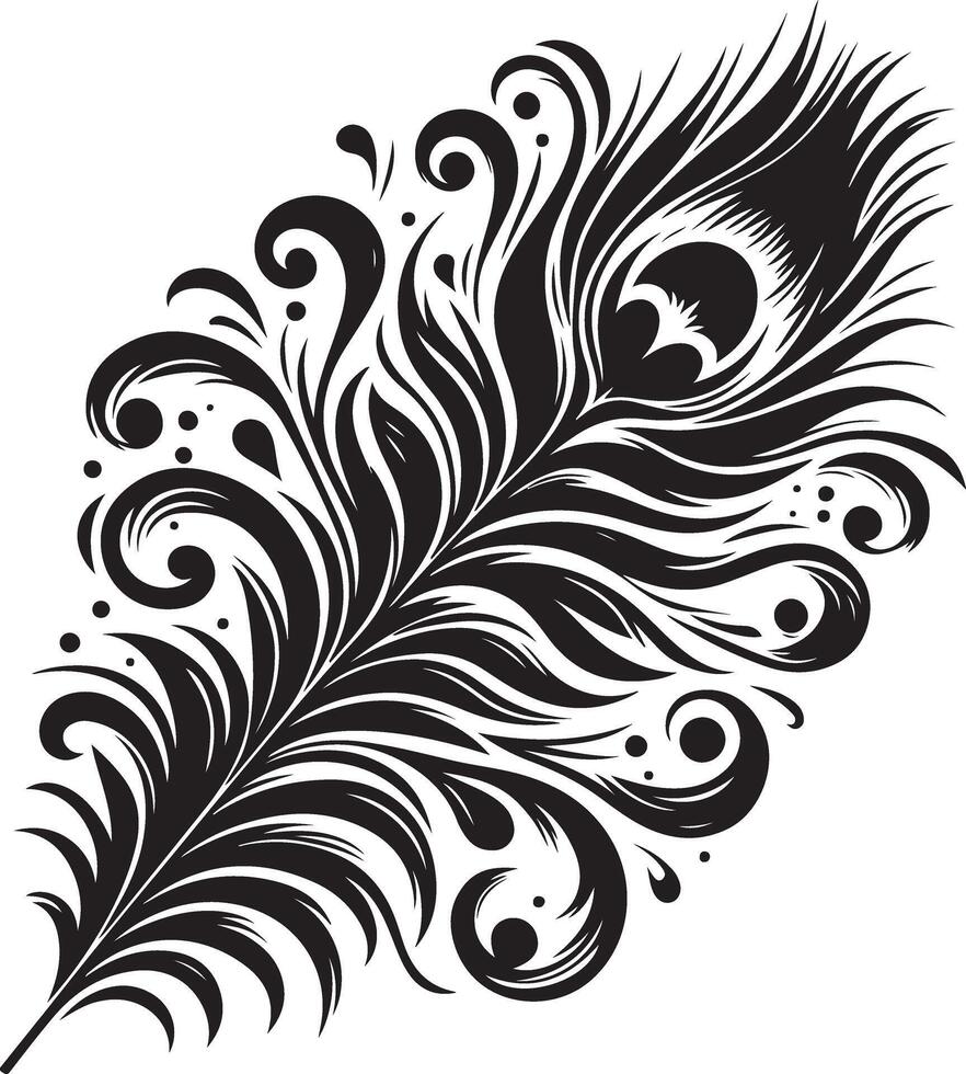Chic Monochrome Peacock Feather Design vector