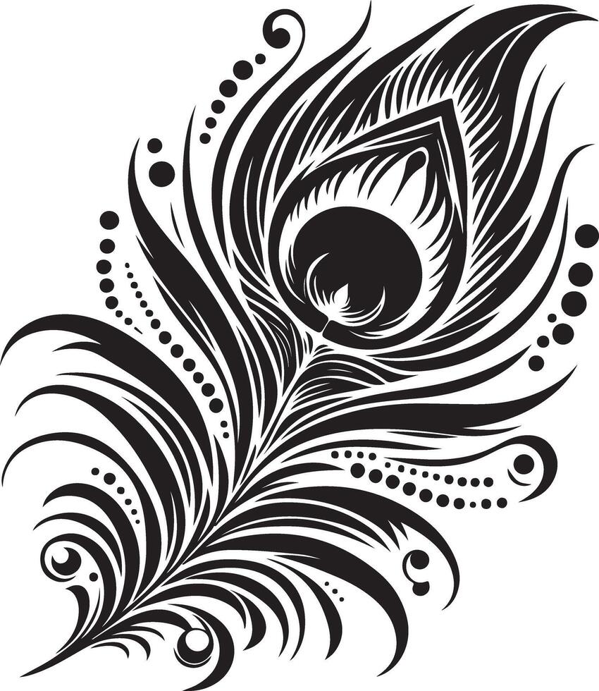 Elegant Black Peacock Feather Silhouette Design vector