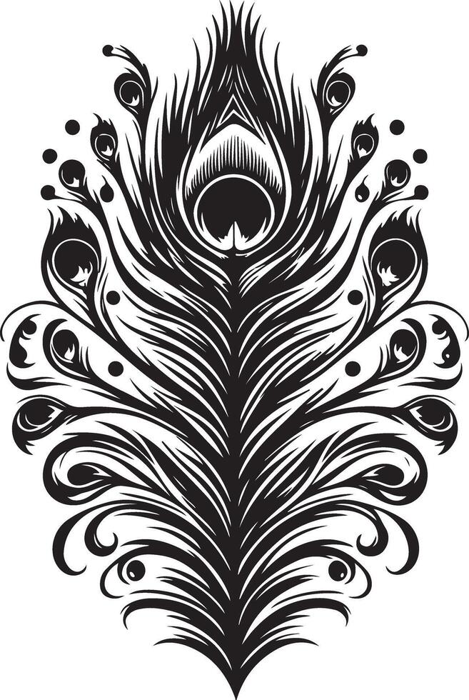 Sophisticated Peacock Feather Shadow Illustration vector