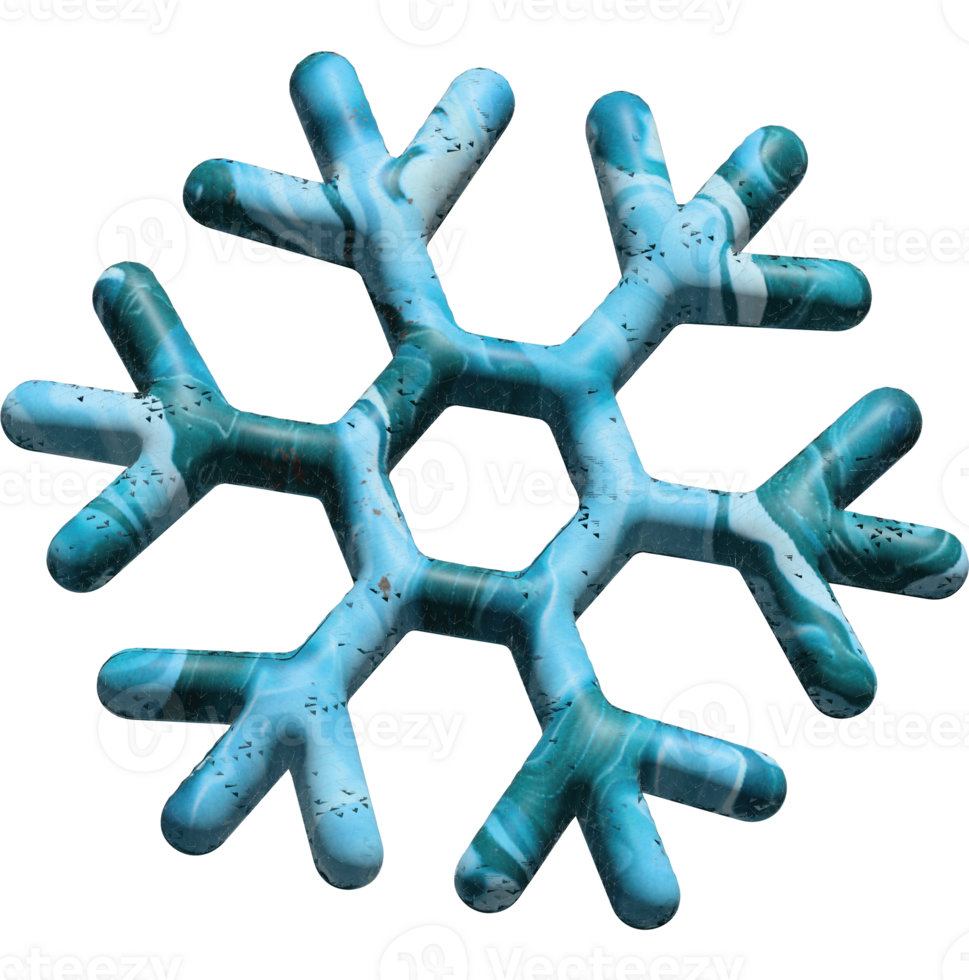 3D Frosted Ice Snowflake Icon Realistic Winter Symbol for Seasonal and Holiday Designs png