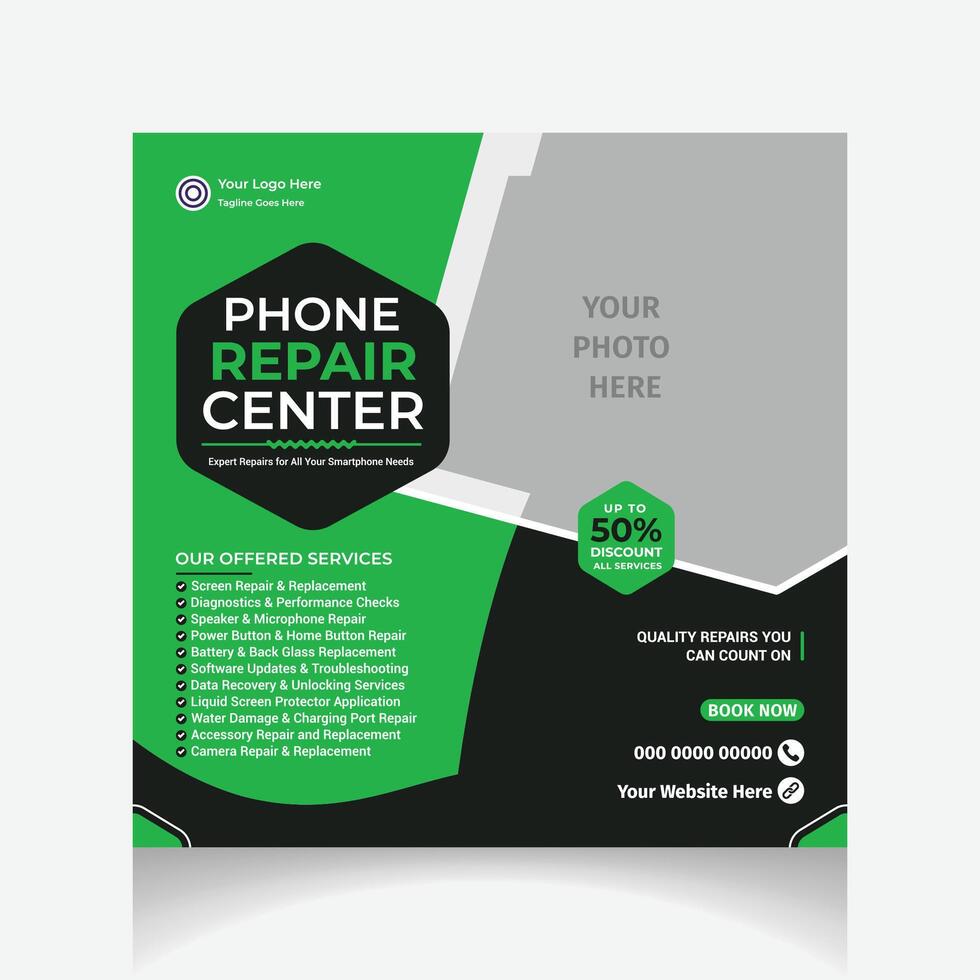 Mobile Phone repair social media post design layout vector