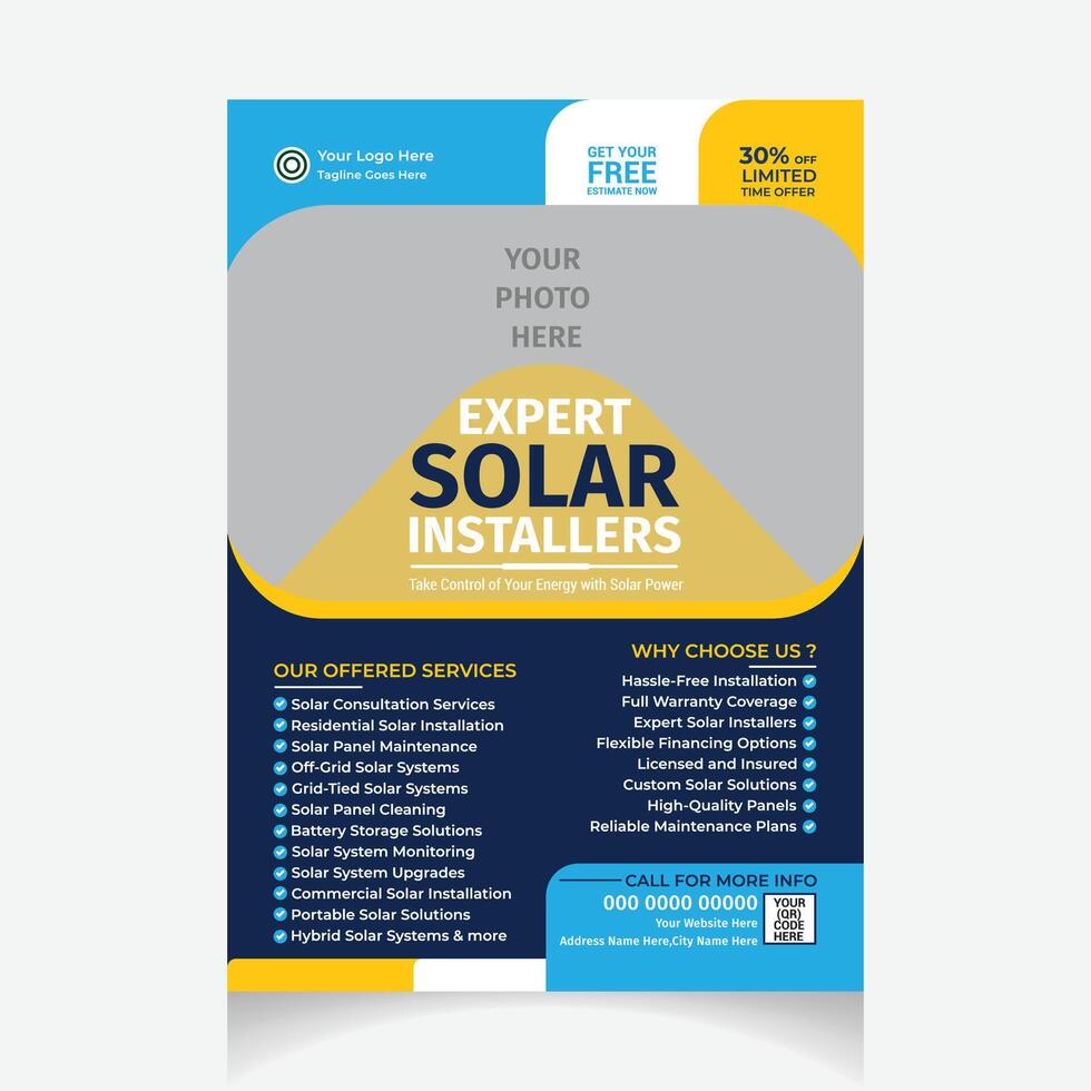 Professional Solar Energy Flyer Templates vector