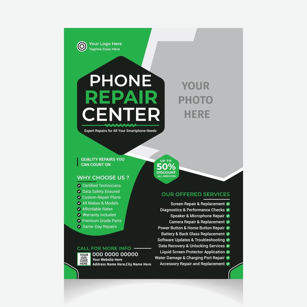 mobile phone repair flyer layout vector