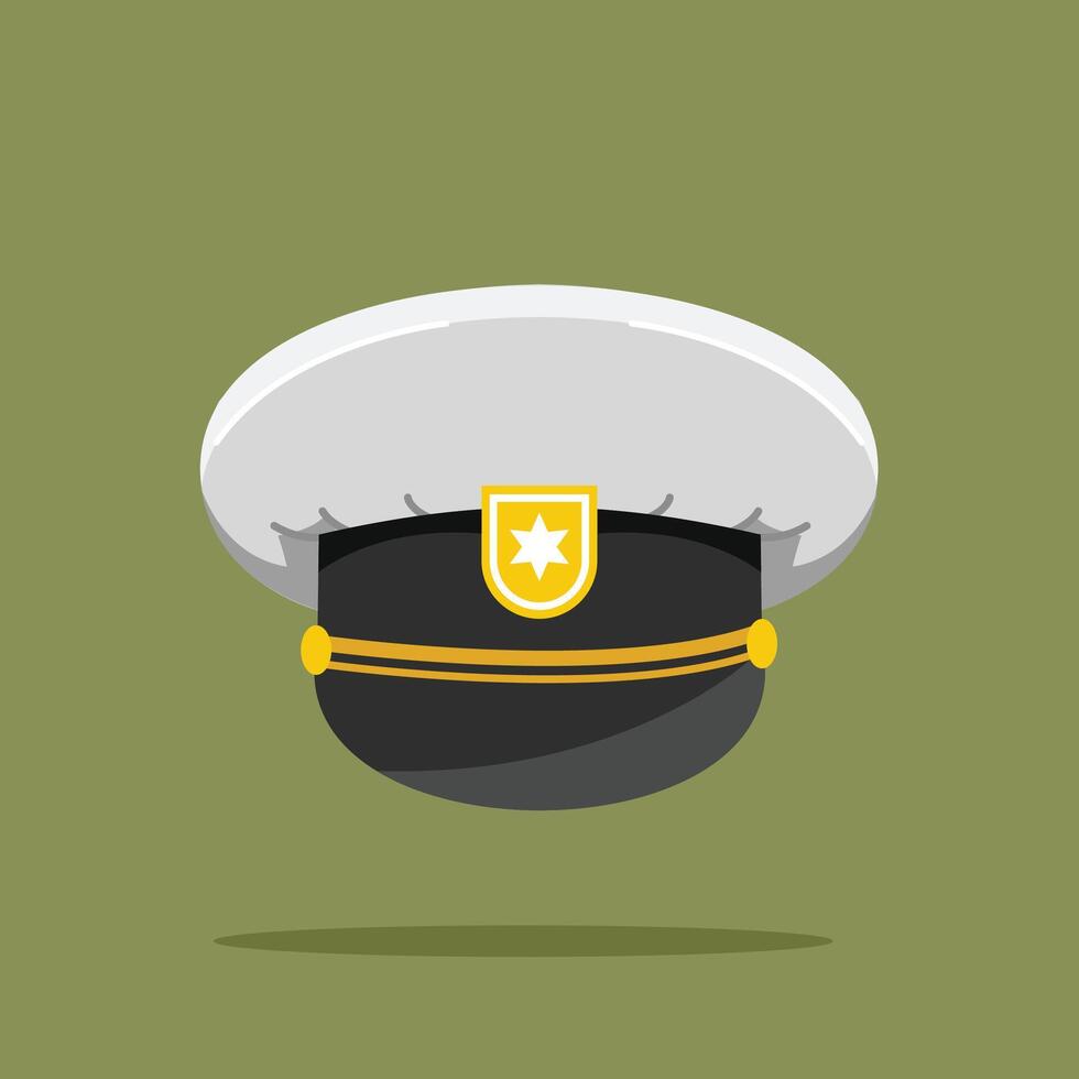 white military captain and commander beret icon, flat style sailor hat, suitable for posters and web icons vector