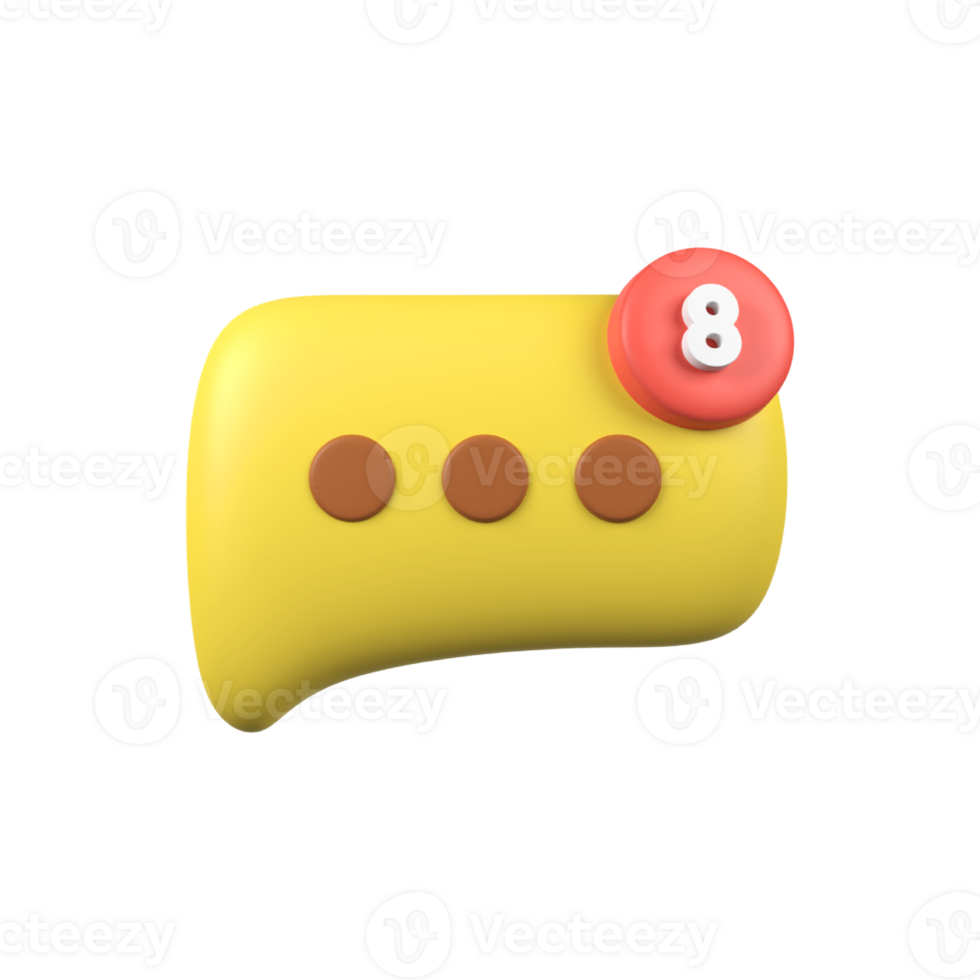 Speech bubble with notification isolated 3d render icon illustration png
