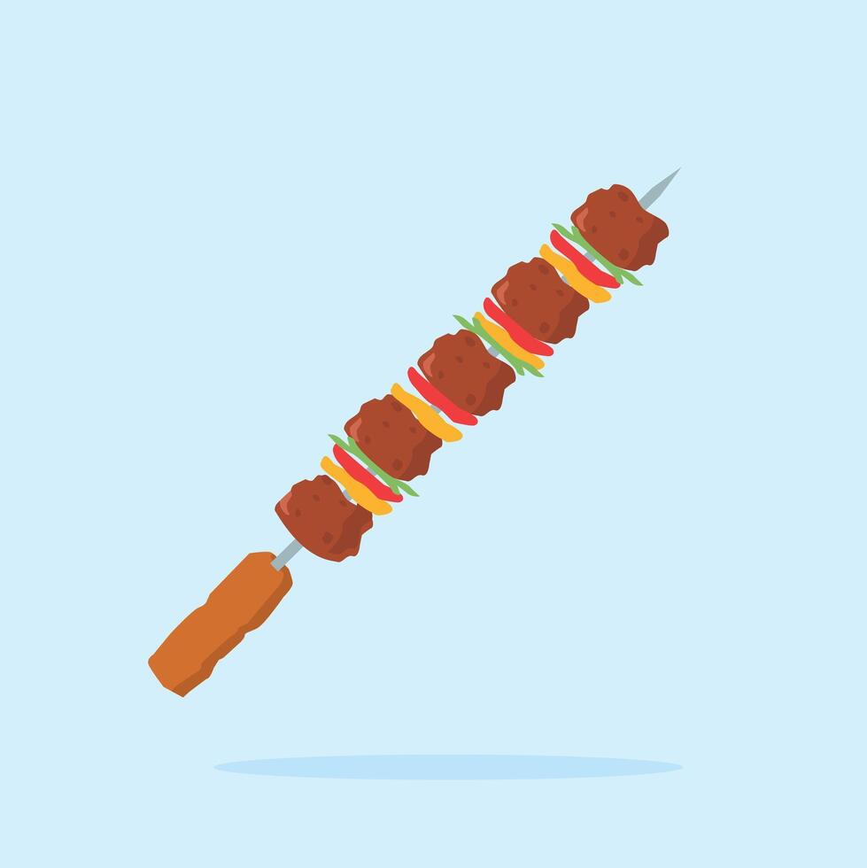 skewered meat icon, cooking barbecue kebab from chicken and beef, suitable for posters and web icons vector