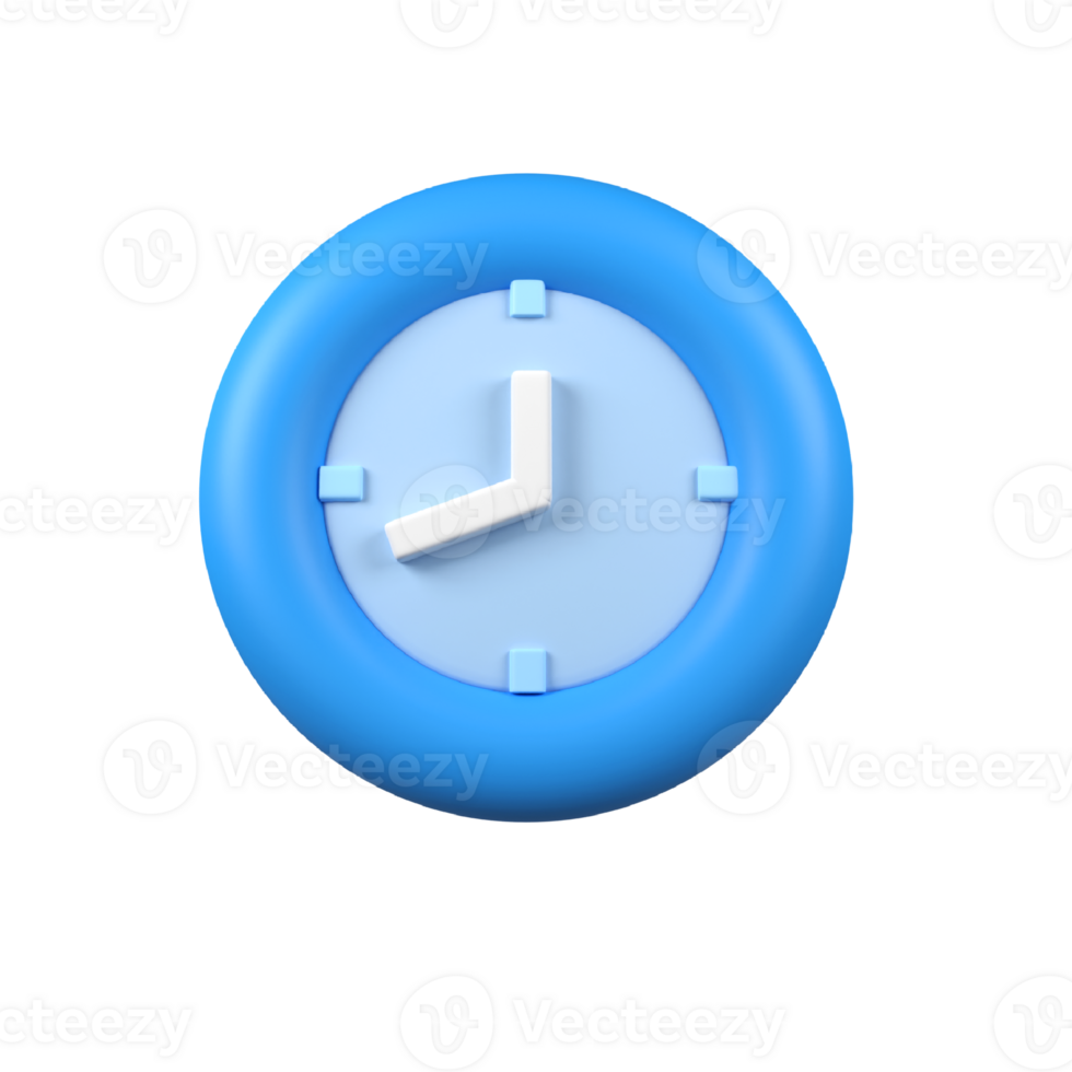 Wall clock isolated 3d render icon illustration png