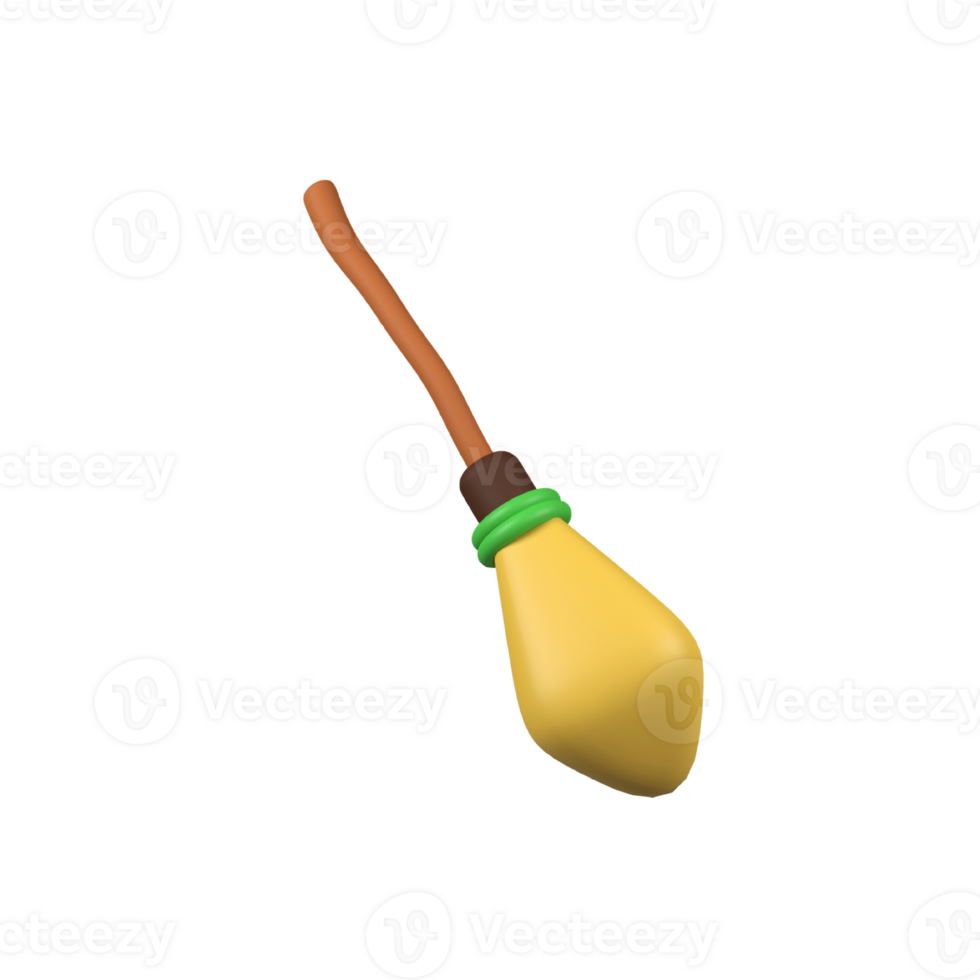 Magic broom isolated 3d render icon illustration png