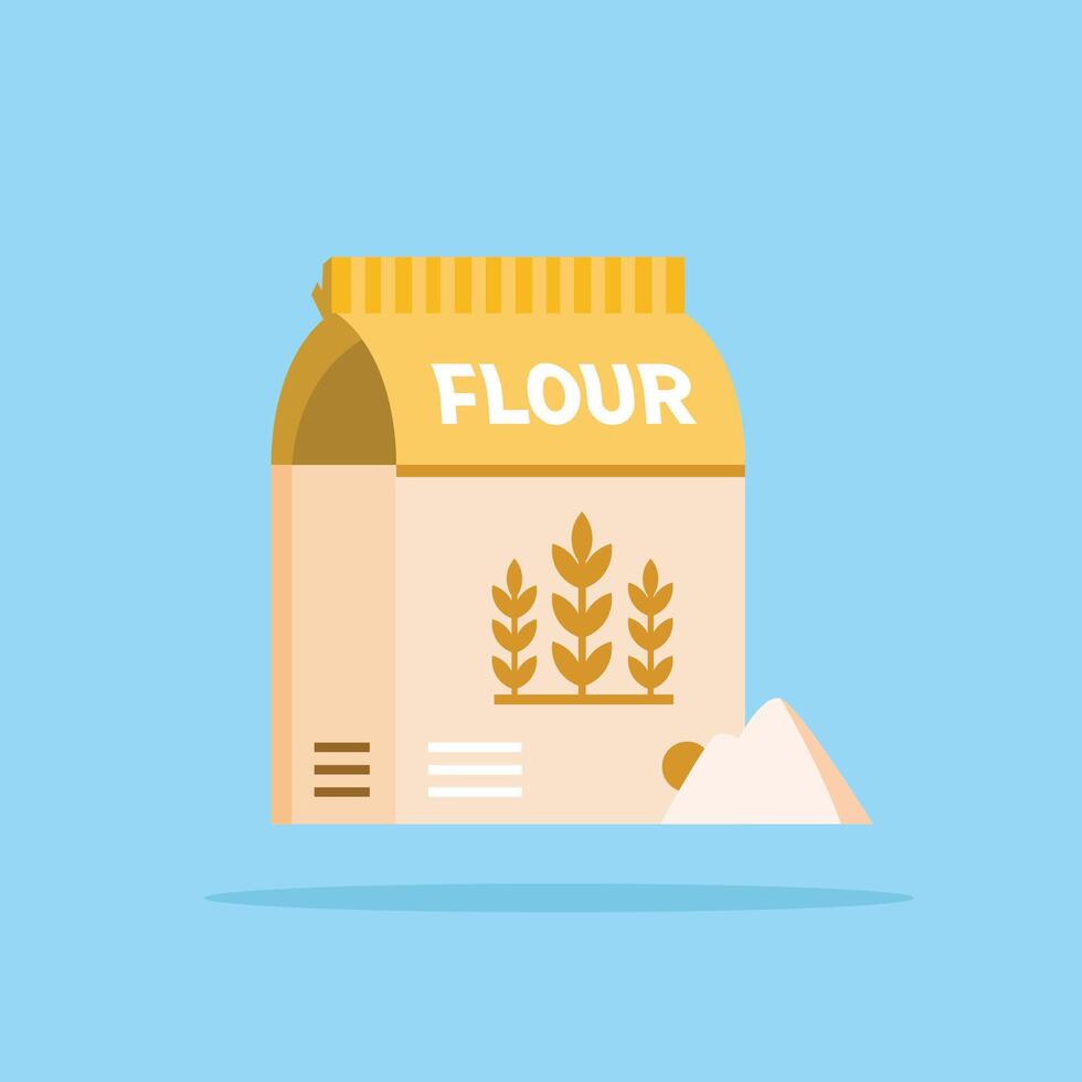 flour icon in packaging, wheat food ingredients in minimalist packaging, suitable for posters and web icons vector