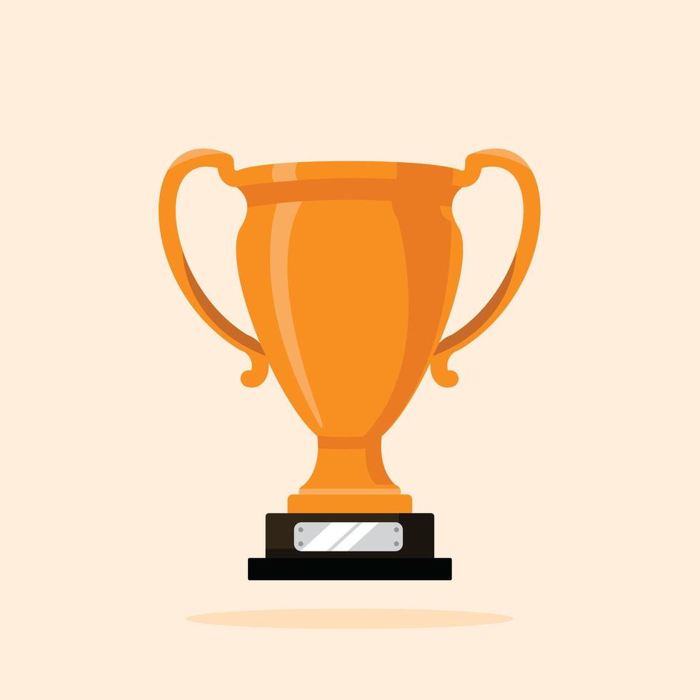 gold trophy for winning competition, competition award in flat style, suitable for poster and web icon vector