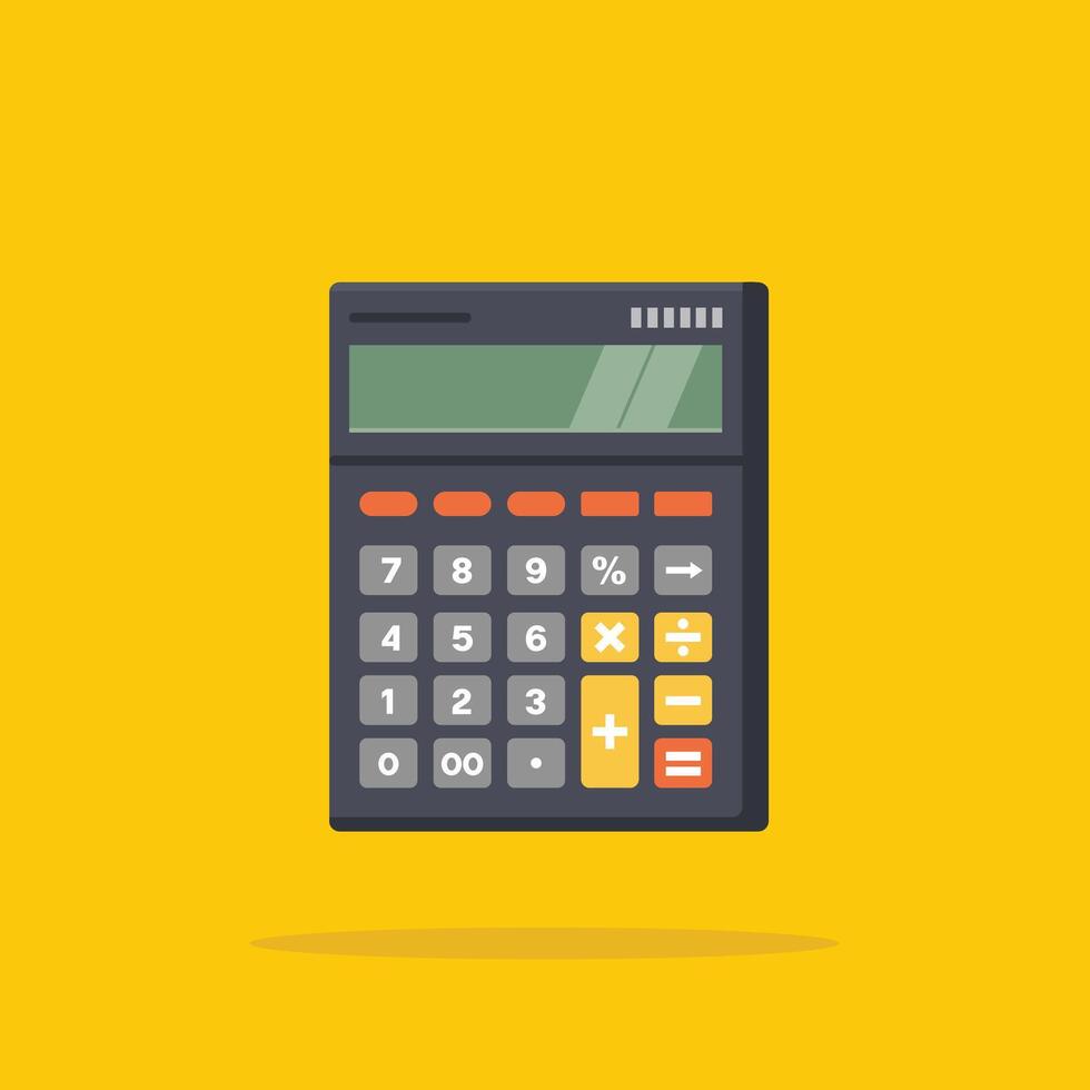 manual calculator with box shape, office equipment study and accounting tool icon vector