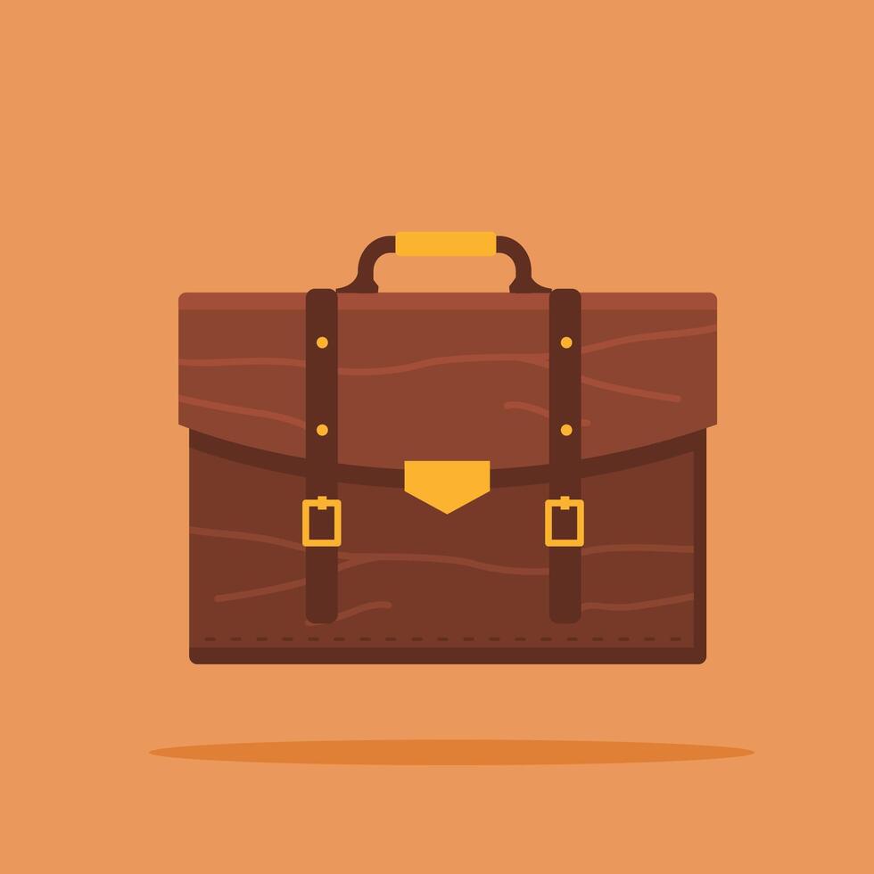 leather briefcase with gold trim, luxury item for office, suitable for posters and web icons vector