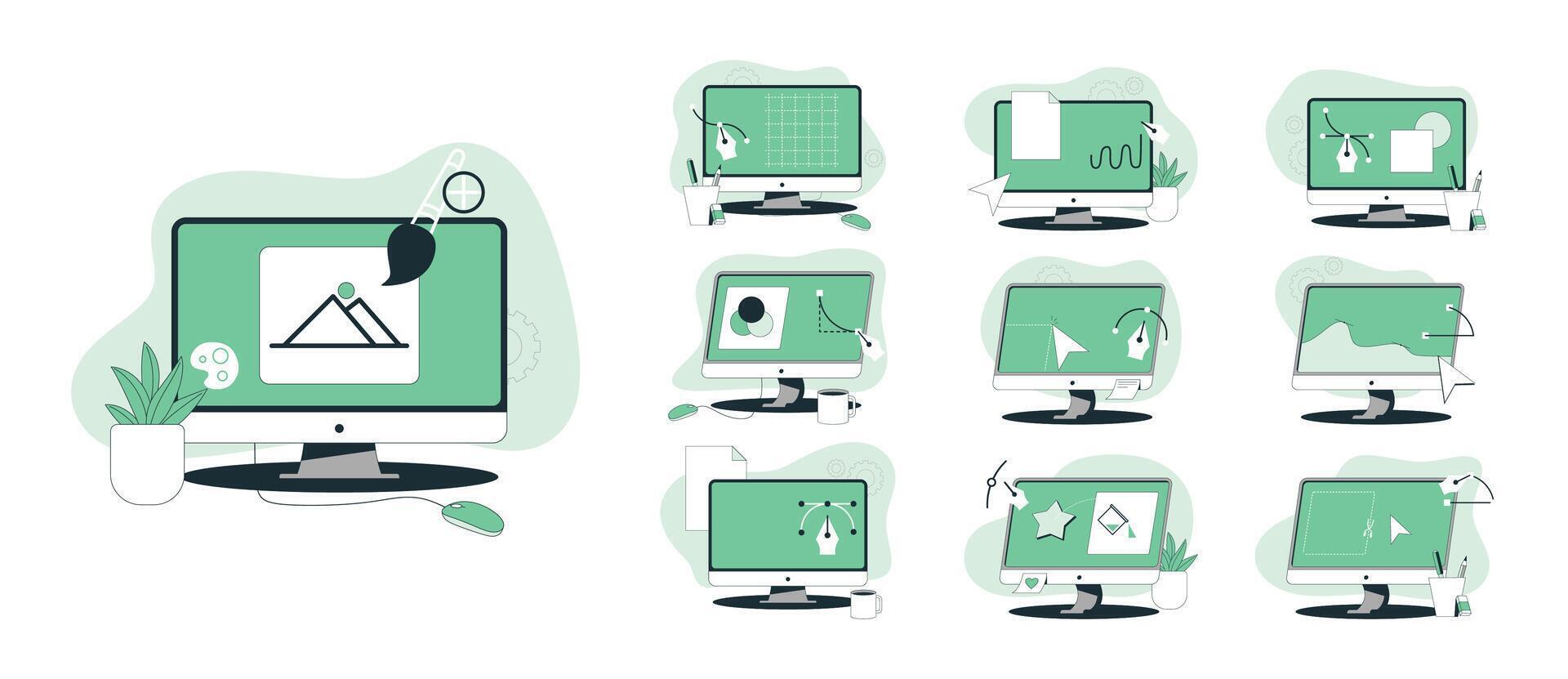 Design Tools Flat Illustration vector