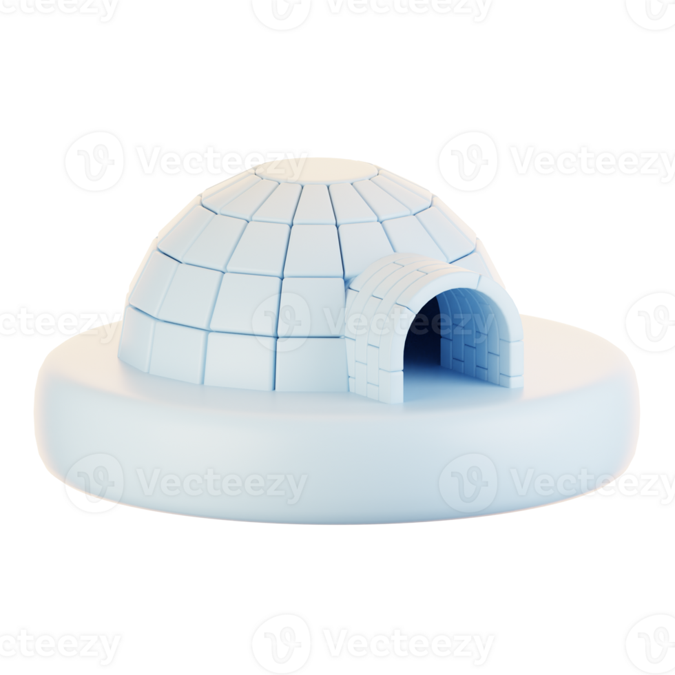 3d rendering winter icon concept. 3d render igloo png