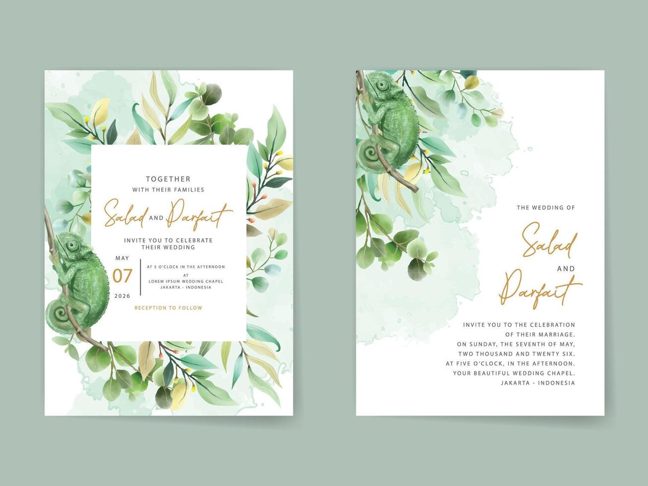 Greenery eucalyptus watercolor wedding invitation card vector