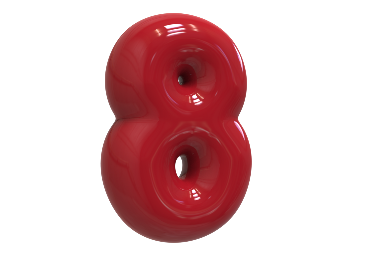 Number 8 3D render Color Red background transparent png