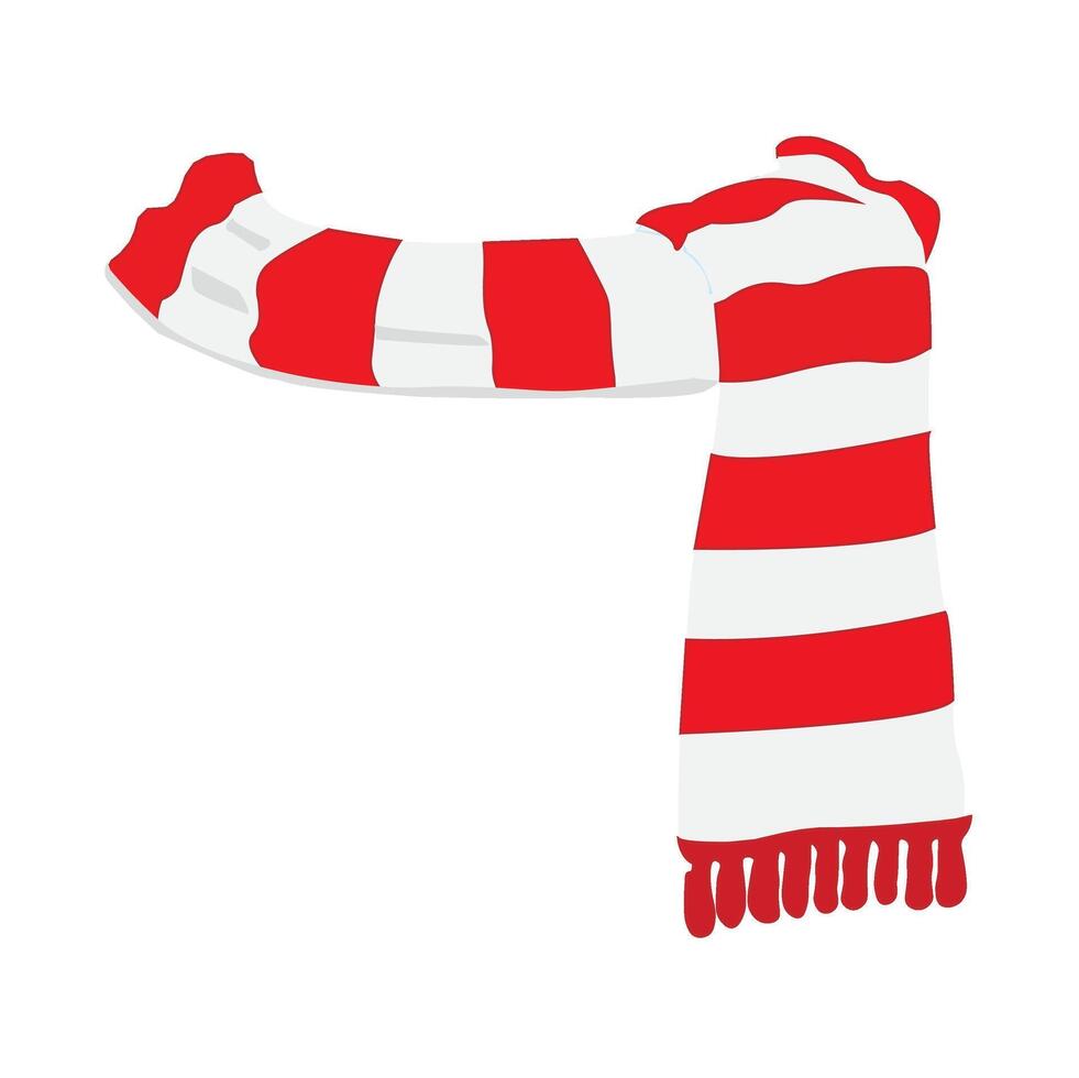 Seasonal red and white striped scarf draped casually on a surface in winter setting vector