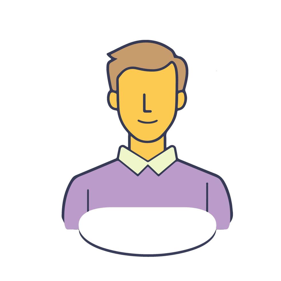 A smiling young man in a purple sweater at home, exuding friendliness and warmth vector