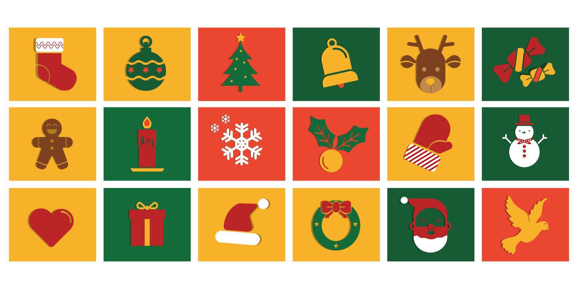 christmas icons set illustration simple and minimalist flat icon vector
