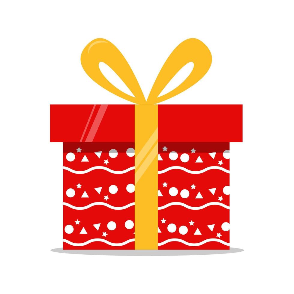 red gift box with yellow ribbon on white baxkground vector