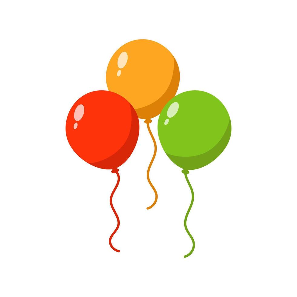 three colorful balloons on a white background vector