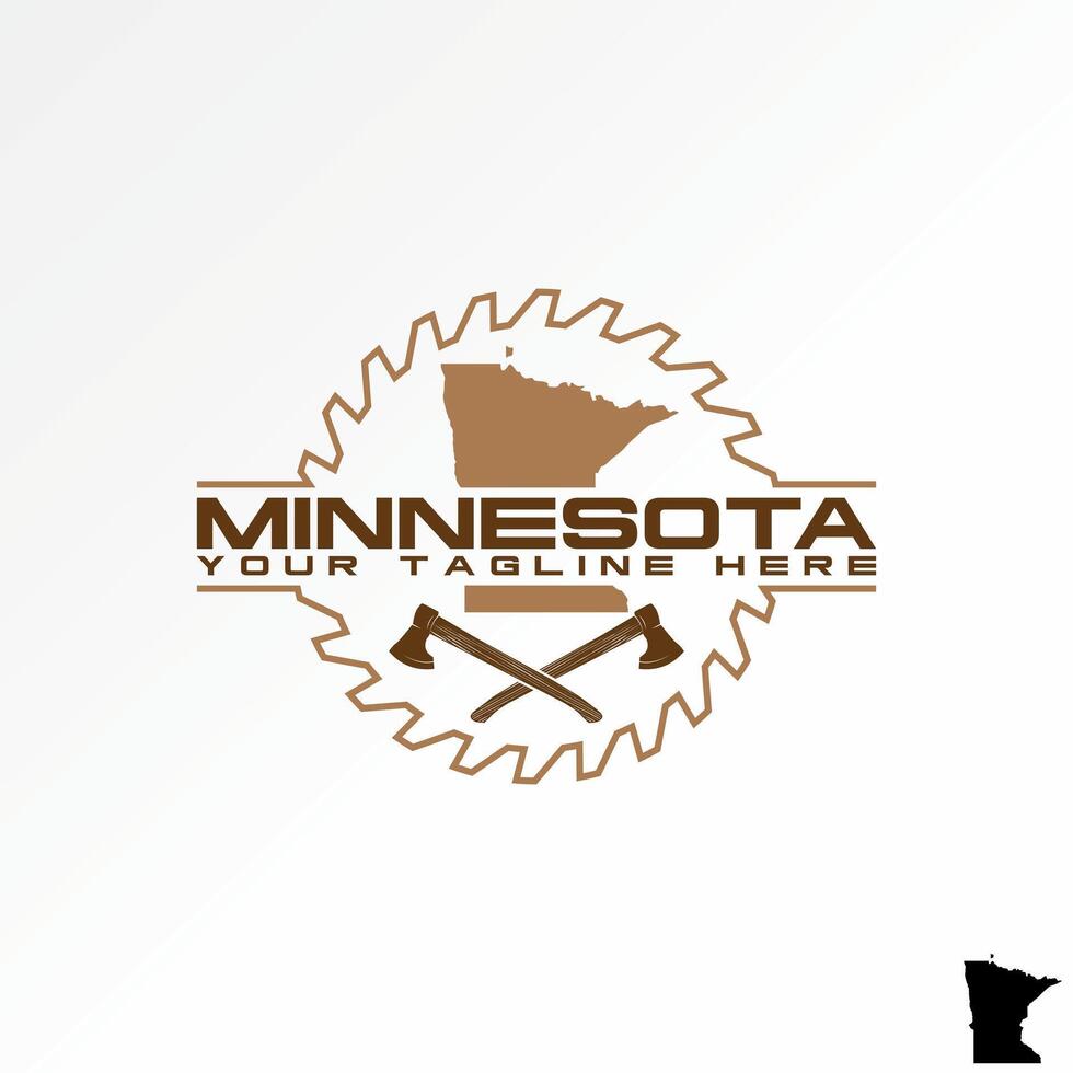Logo design graphic concept creative premium stock image graphic unique wood fiber Minnesota map cross ax survival Relate to property carpenter vector