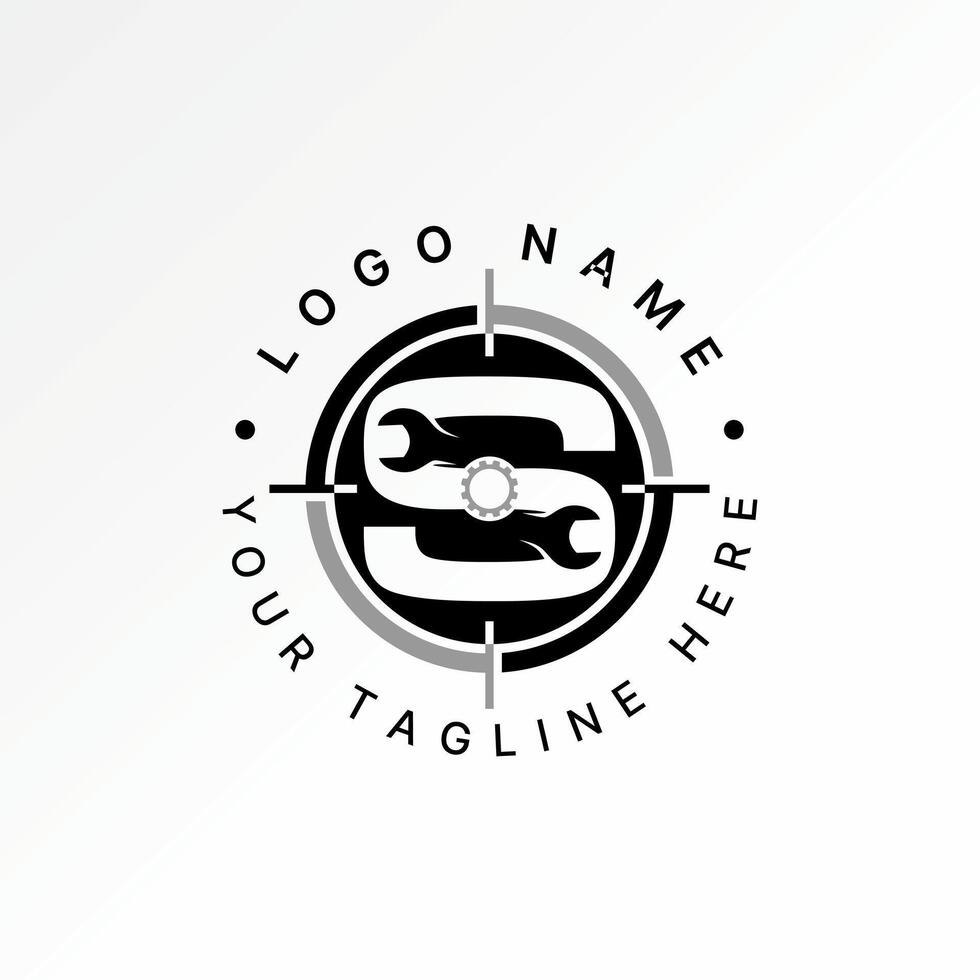 Logo design graphic concept creative premium stock image graphic letter S font mechanical wrench gear to target precision typography machine vector