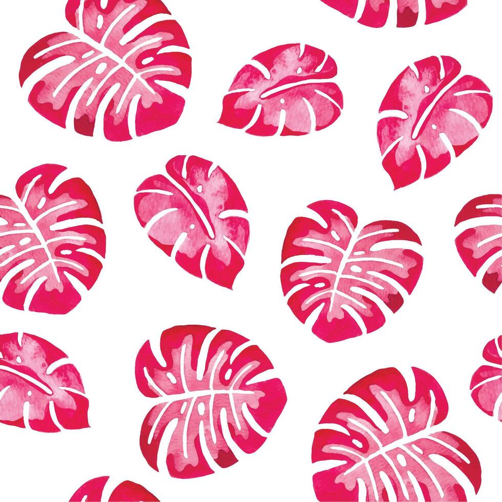 seamless pattern of colorful, pink monstera leaves tropical plant. abstraction, psychedelic print vector