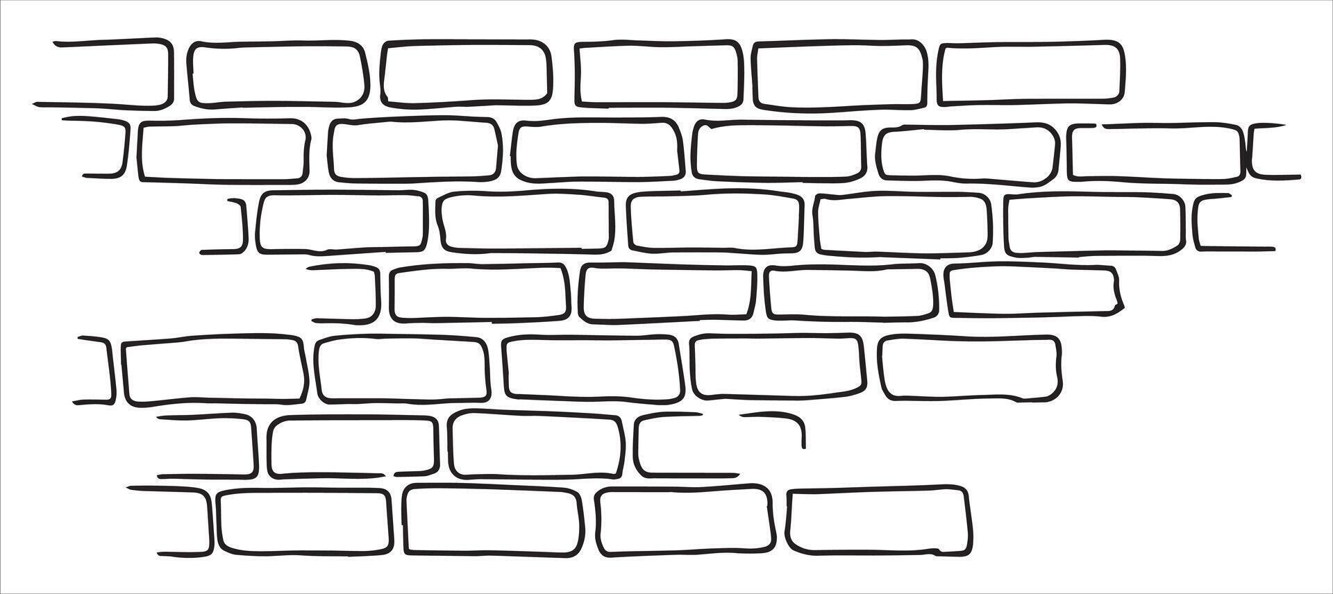 brick texture, linear drawing in doodle style. vector