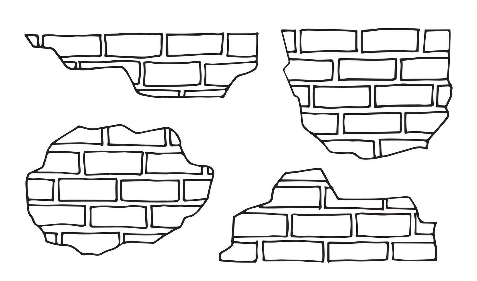 fragments of brick wall texture. illustration in doodle style vector