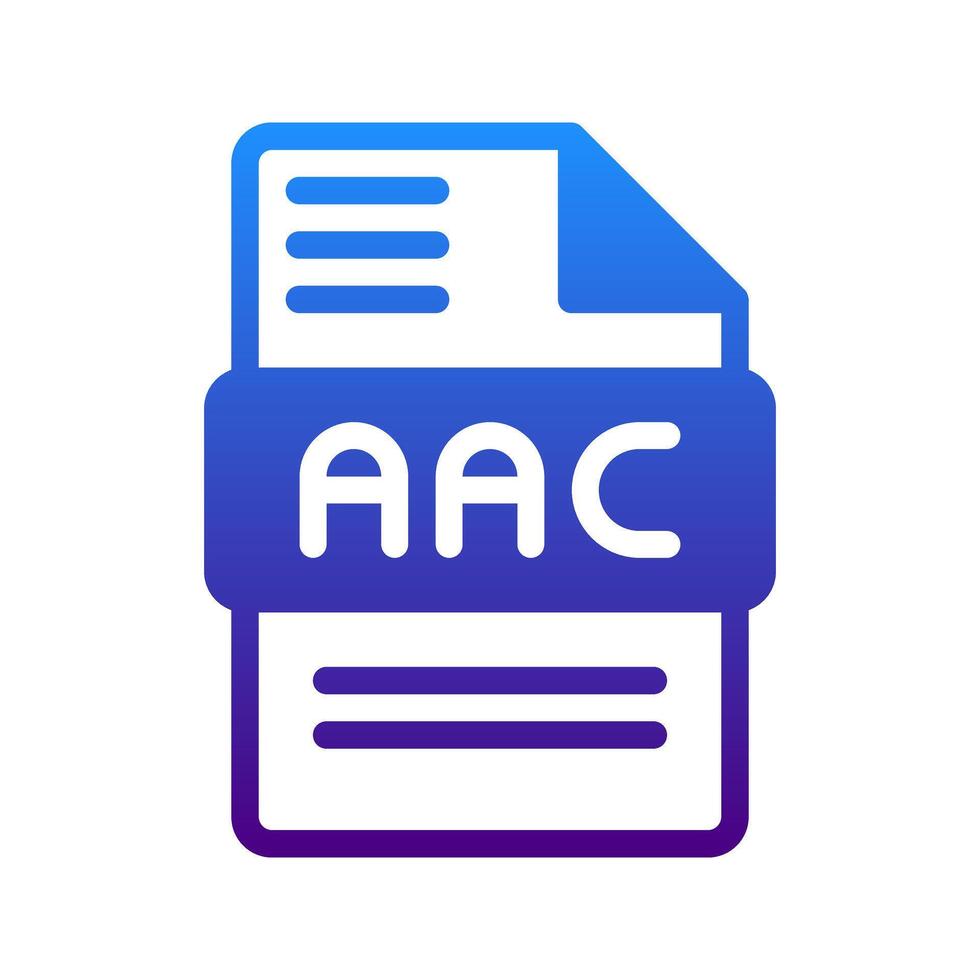 Aac audio file format icon with modern gradient fill vector
