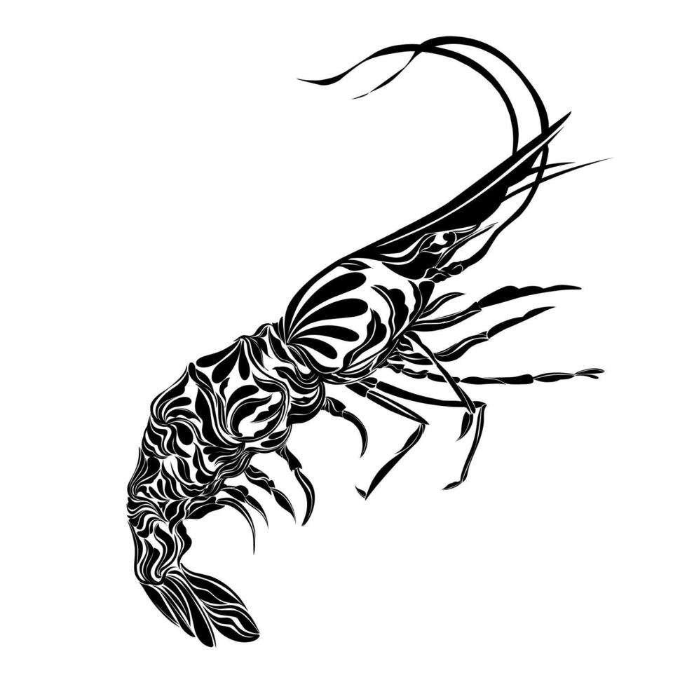 Shrimp tattoo design vector