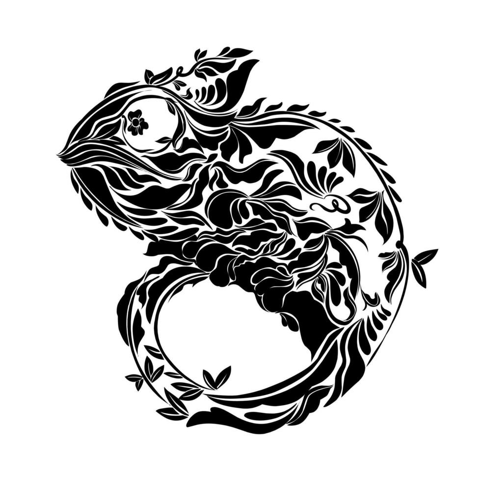 Chameleon tattoo design vector