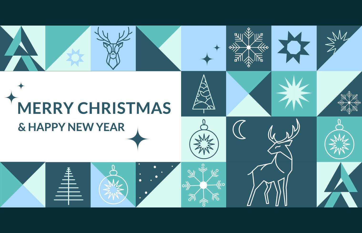 Abstract Geometric Christmas holiday banner background design. Christmas icons elements set. Xmas geometric mosaic seamless pattern. banner, label, print. Abstract xmas holiday background . vector