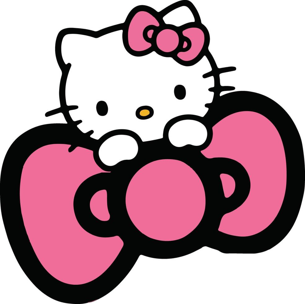 Hello Kitty with ribbon vector