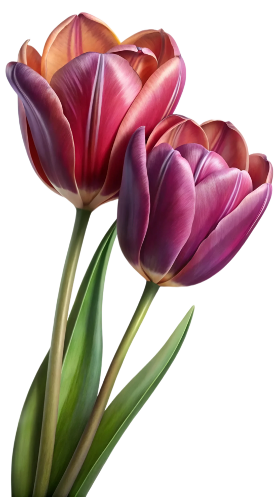 Bright Color Tulip Flower for Print Design with Transparent Background png