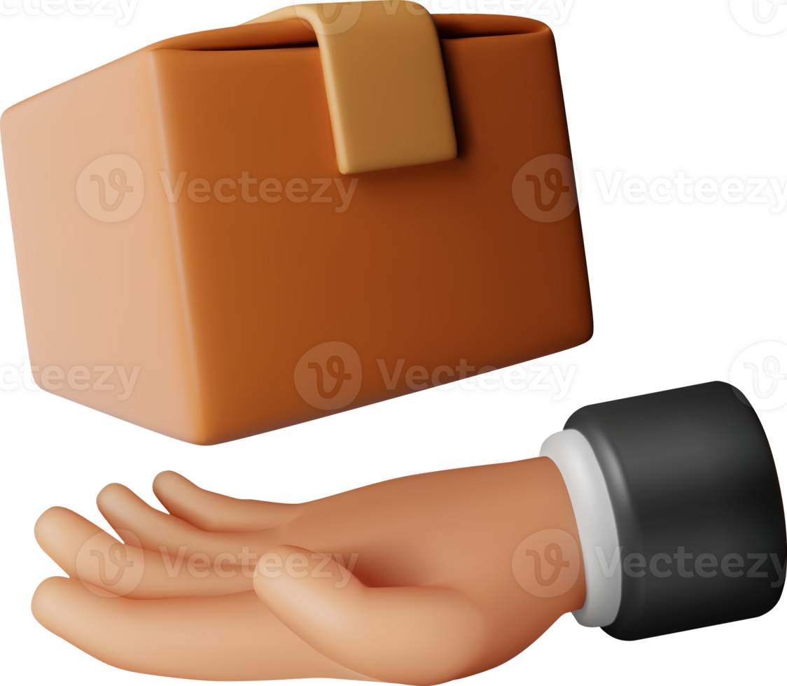 3D carton packaging box and hand png