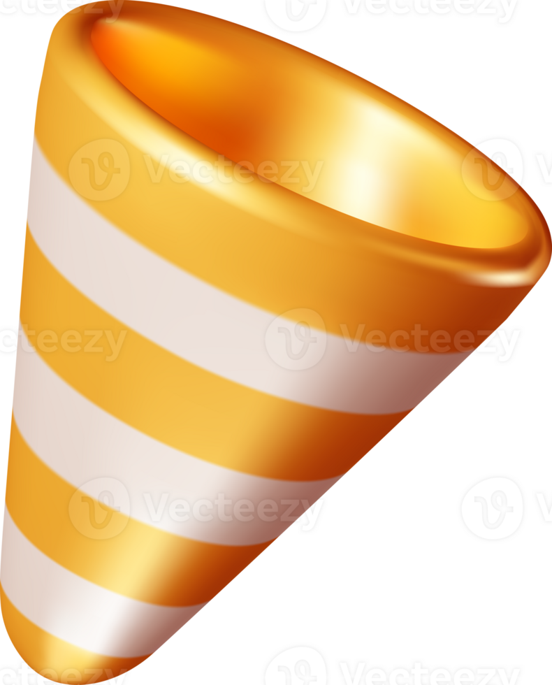 3D Gold Empty Party Popper png